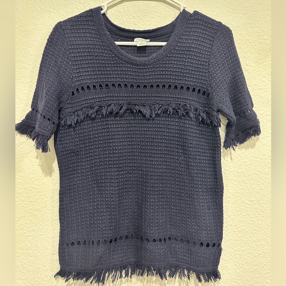 J. Crew Crochet Short Sleeve Blouse XS